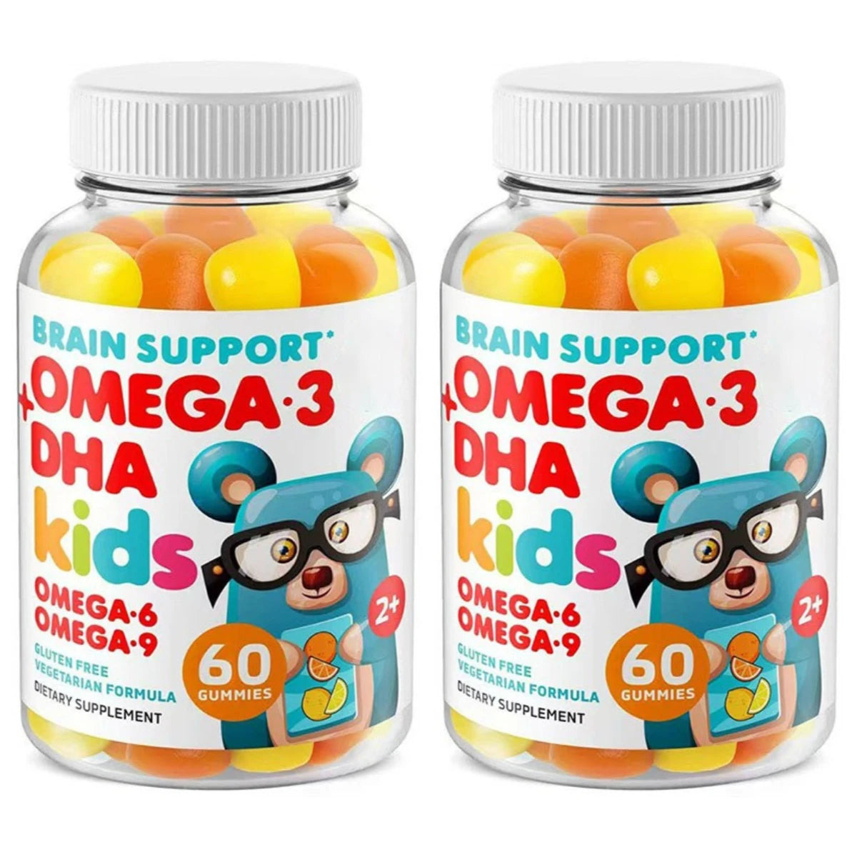 Kids Omega 3 DHA Gummies – Algae & Chia Oil, 60ct Vegetarian Kids Vitamin Gummies Qst 2bottles 120capsules