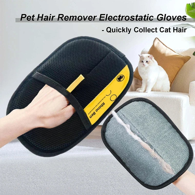 Pet Hair Removal Glove – Electrostatic Cat & Dog Grooming Pet Grooming Glove Qme