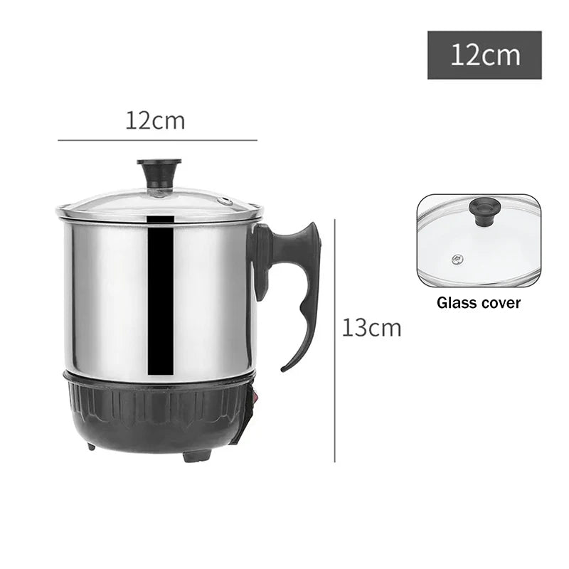 Mini Portable Electric Heating Cup Kettle – Anti-Dry-Boil Electric Travel Kettle Qst 12cm glass cover