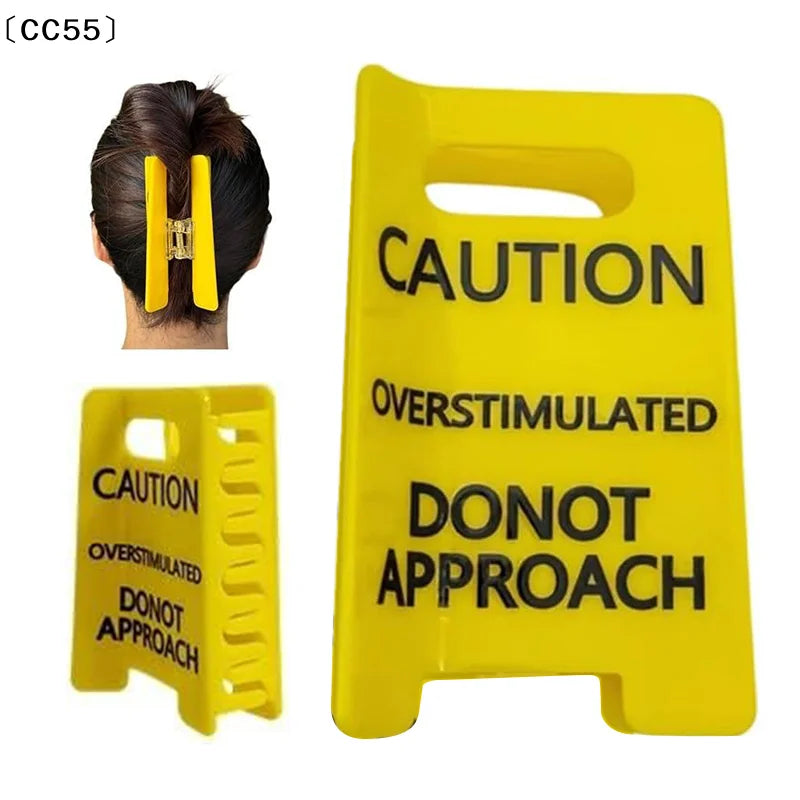 Caution Overstimulated Hair Claw Clip – Funny Statement Style Hair Claw Clip Qst