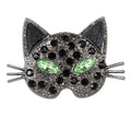 Sparkling Cat Head Brooch | Rhinestone Kitty Lapel Pin, 4 Colors Lapel Pin Brooch Qme D