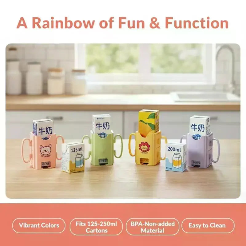 Adjustable Anti-Squeeze Juice & Milk Box Cup Holder Kids Drink Holder Qme