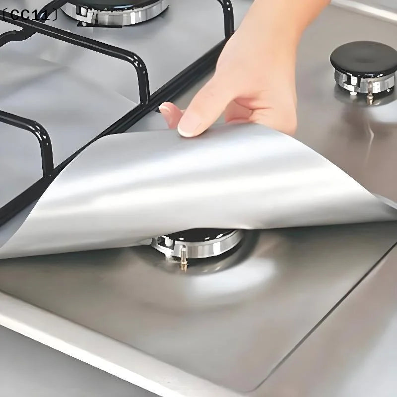 Reusable Square Foil Stove Protector Gas Hob Liner 4 Pack Stove Hob Liner Qme