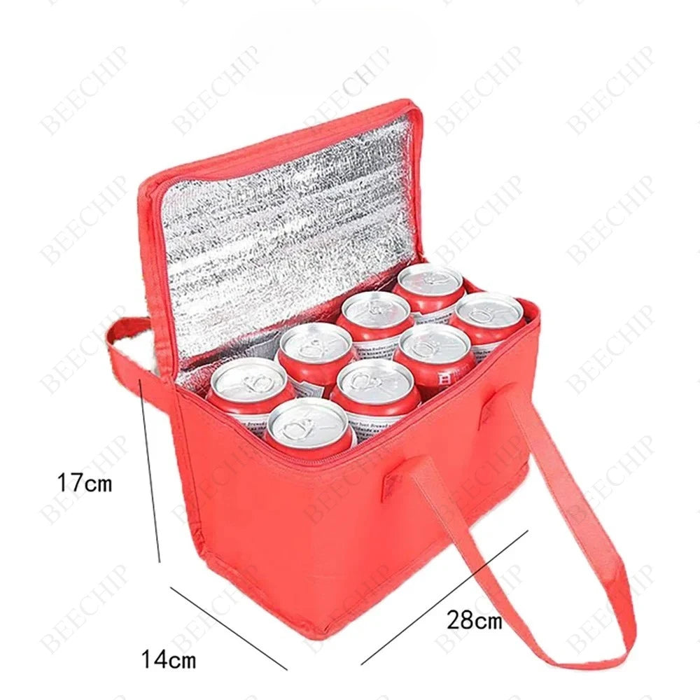 Portable Insulated Lunch Cooler Bag – Foldable Thermal Tote Insulated Cooler Bag Qst Large Red