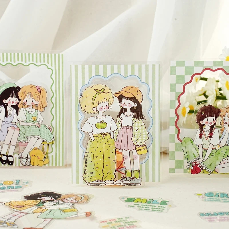 Japanese Kawaii Girl Stickers DIY Aesthetic Decorative Sheets Decorative Sticker Sheets Qme