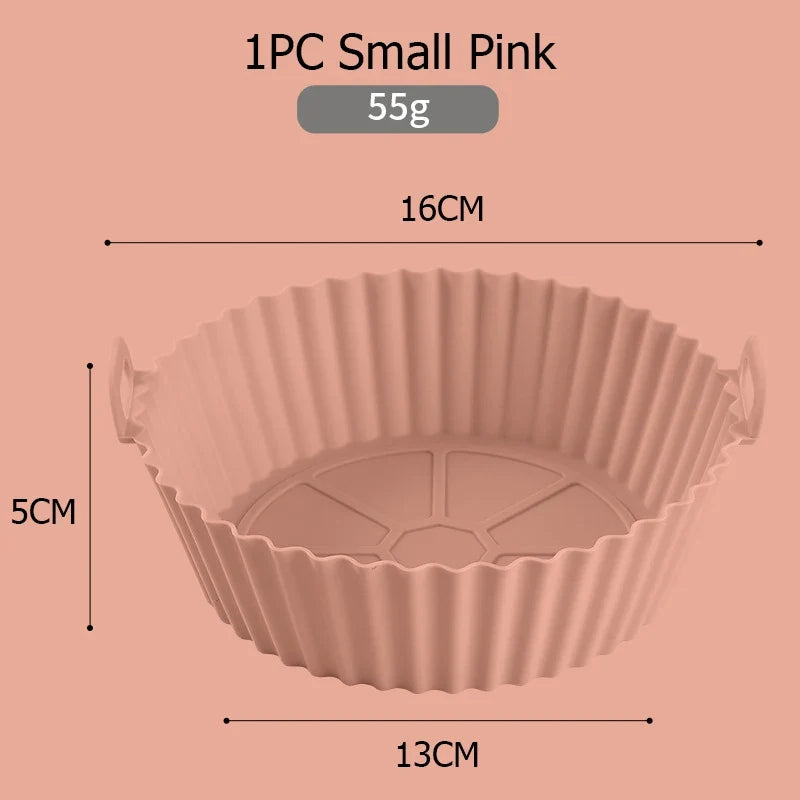 Silicone Air Fryer Baking Tray – Reusable Oven & Pizza Liner Silicone Baking Tray Qme 1PC Small Pink