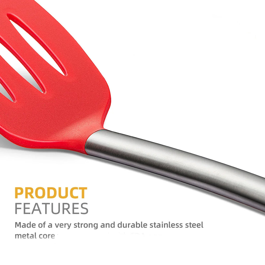 Silicone Slotted Spatula Turner | BPA-Free & Heat Resistant Silicone Spatula Turner Qme