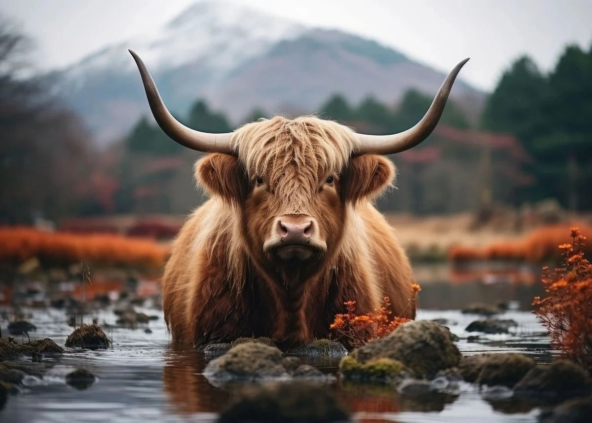 Scottish Highland Cow Canvas Wall Art Poster | Home Decor Canvas Wall Art Qst 1 20x30cm Unframed