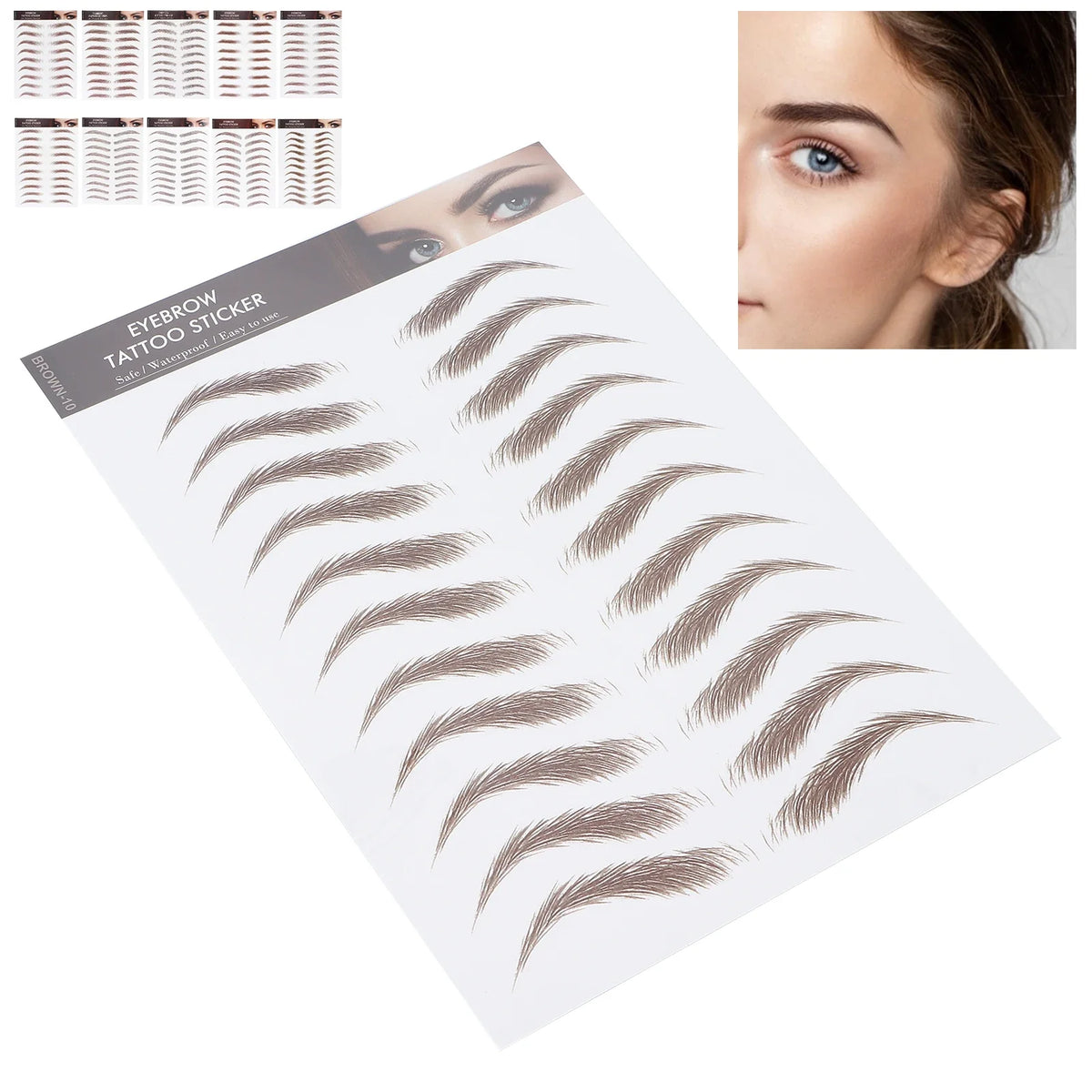 Waterproof Eyebrow Tattoo Transfer Stickers – 10 Colors Eyebrow Transfer Sticker Qme
