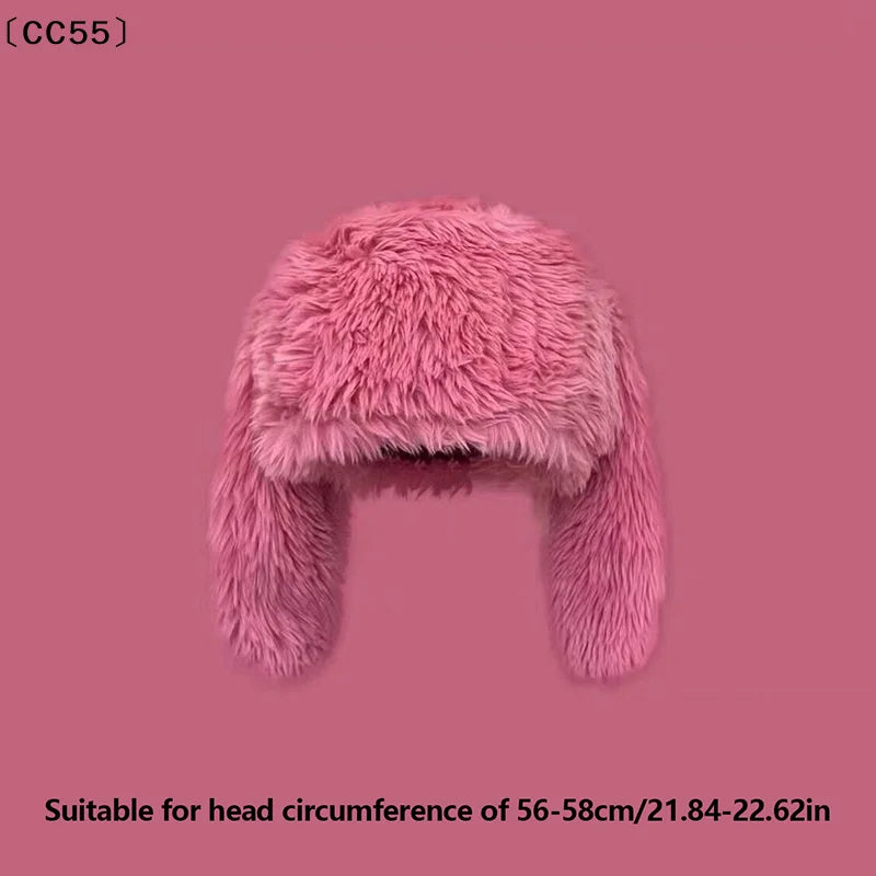 Cute Bunny Ears Plush Hat – Soft Faux Fur Winter Hat Winter Plush Hat Qst