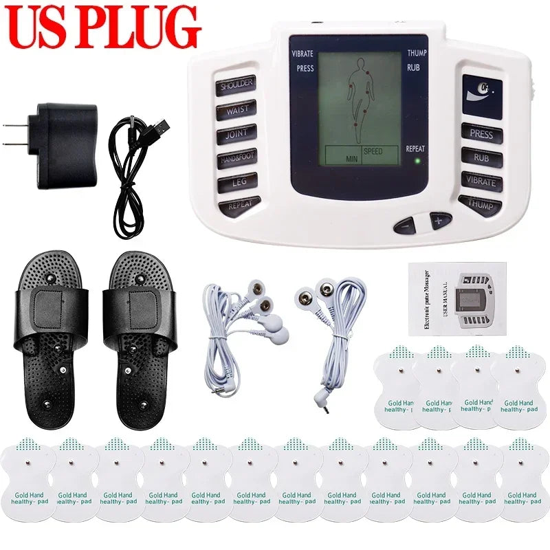 TENS EMS Dual Channel Muscle Stimulator – 8 Modes & 10 Levels TENS EMS Massager Qst US Plug Slippers