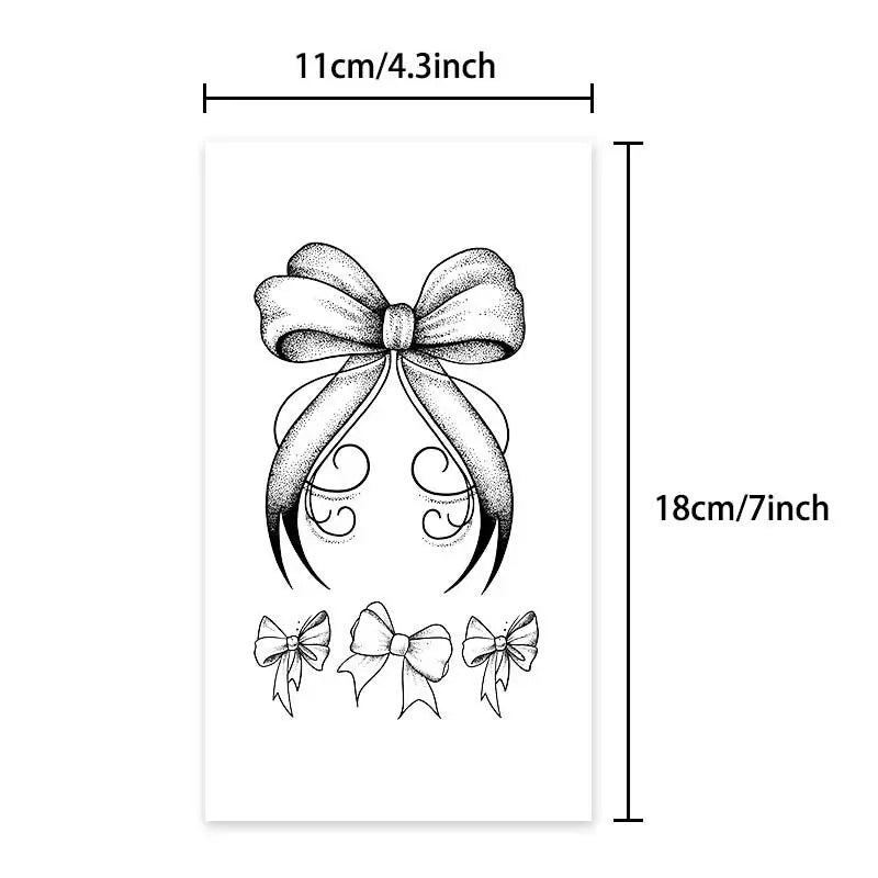 Bow Tattoo Sticker – Temporary Neck Body Art, Semi-Permanent Temporary Tattoo Sticker Qme HC-205