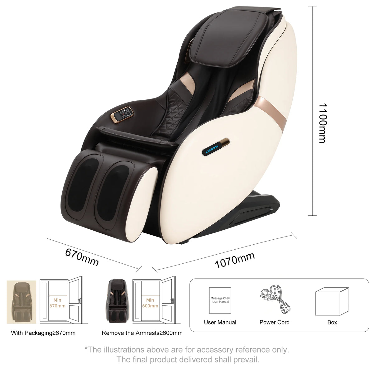 LEERCON Zero Gravity Massage Chair SL Track 2D | Full Body Massage Chair Qst LEK-M3-Brown United States