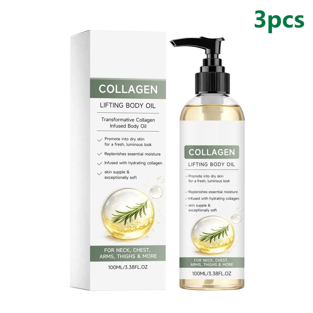 Collagen Firming Body Oil – Rosemary & Jojoba Lifting Oil 100ml Firming Body Oil Qst 3pcs