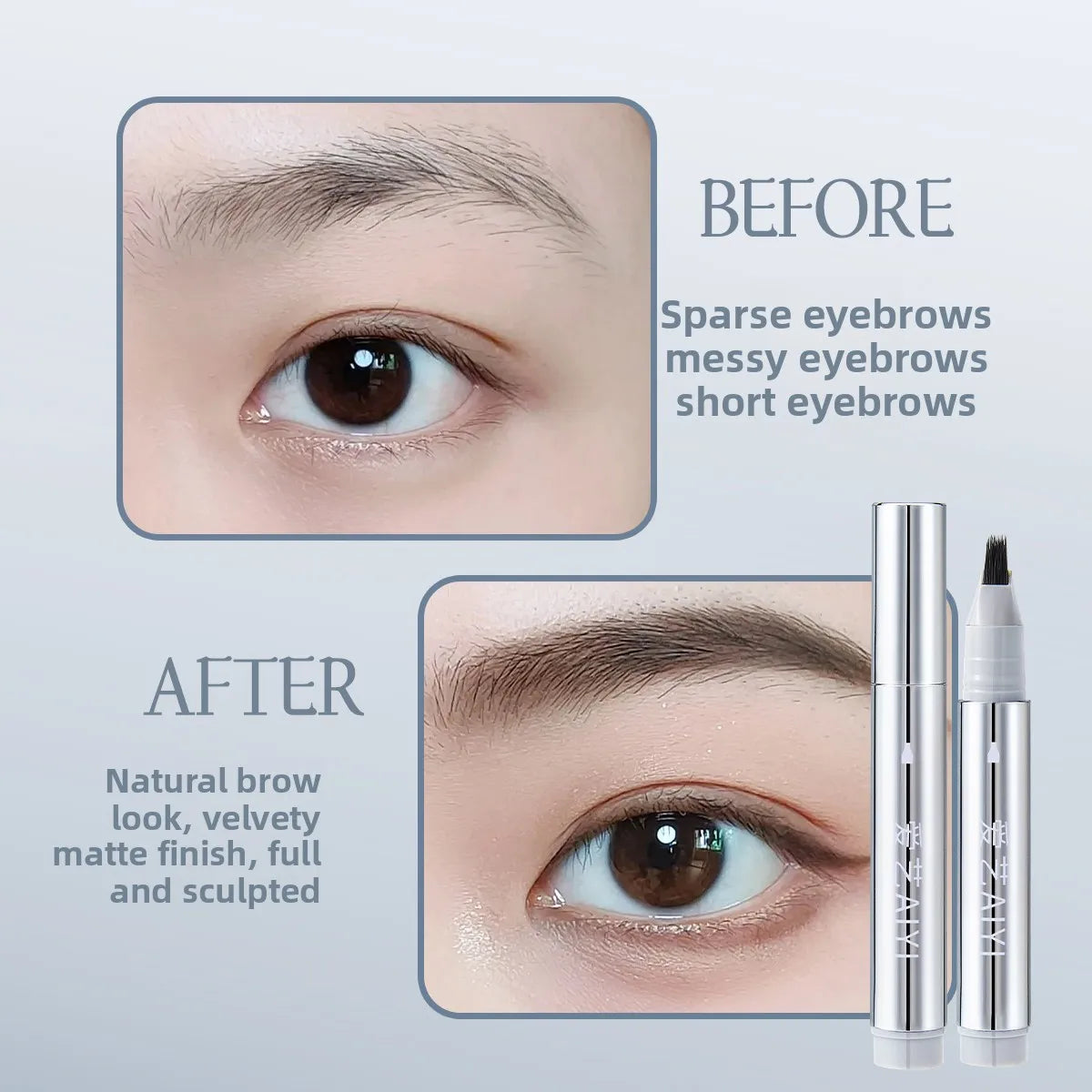 AIYI Multi-Pronged Tattoo Brow Pen – Waterproof, Long-Lasting Eyebrow Brow Pen Qme