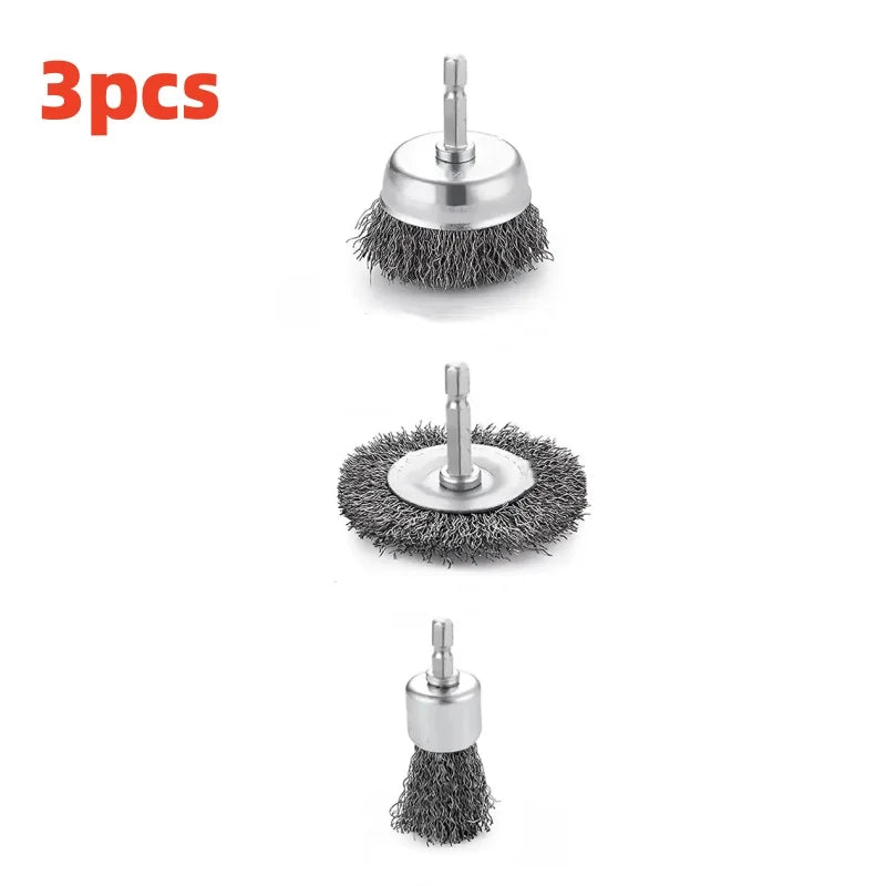 Wire Wheel Cup Brush Set 6.35mm Hex Shank – Grinder Tool Wire Wheel Brush Set Qme 3pcs
