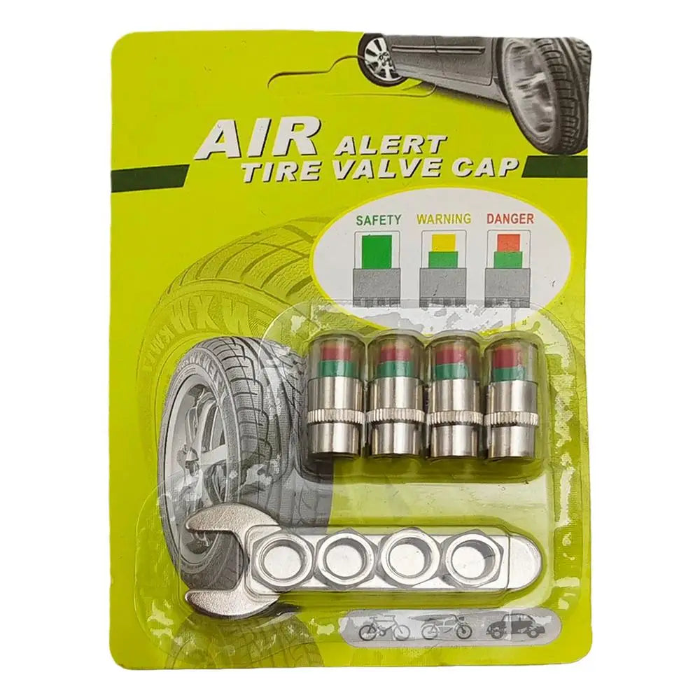 Tire Pressure Monitoring Valve Caps – 4-Pack Color Sensor Tire Pressure Caps Qme B