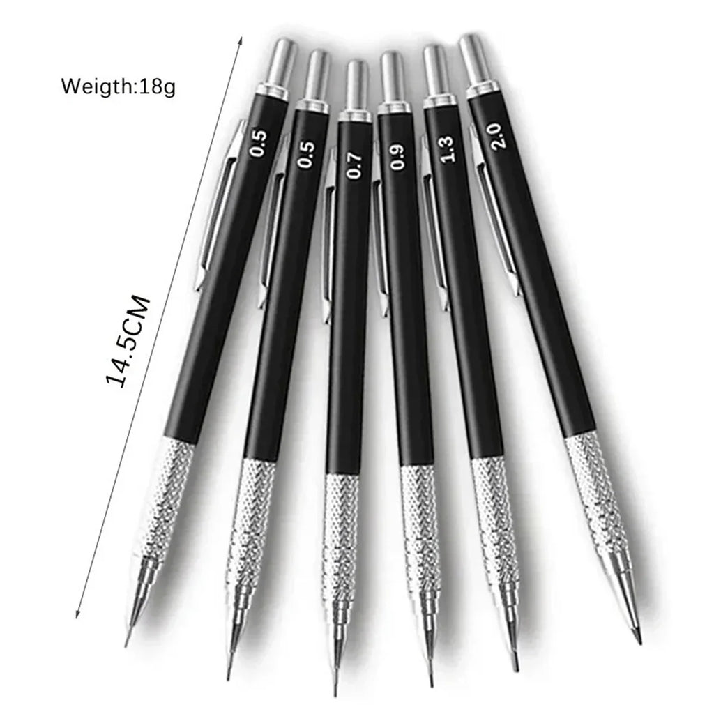 Metal Mechanical Pencil Set – Multi-Size Lead Refills 0.3–2.0mm Mechanical Pencil Set Qme