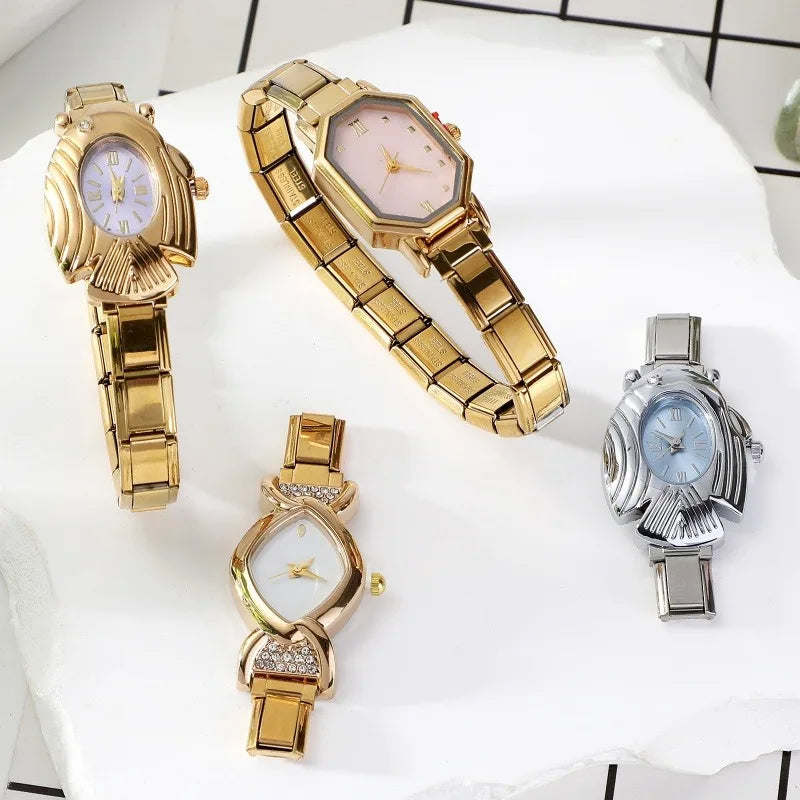 Women's DIY Elastic Charm Stainless Steel Watch Bracelet Charm Watch Bracelet Qme