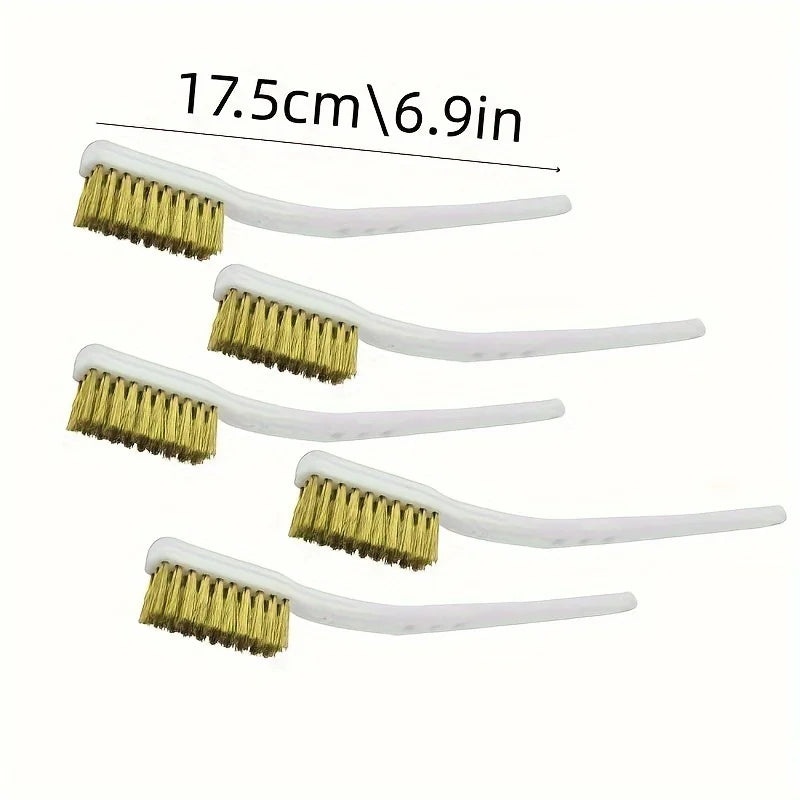 Brass Wire Brush Set 5-Pack – Mini Metal Polishing Brushes Wire Brush Set Qme