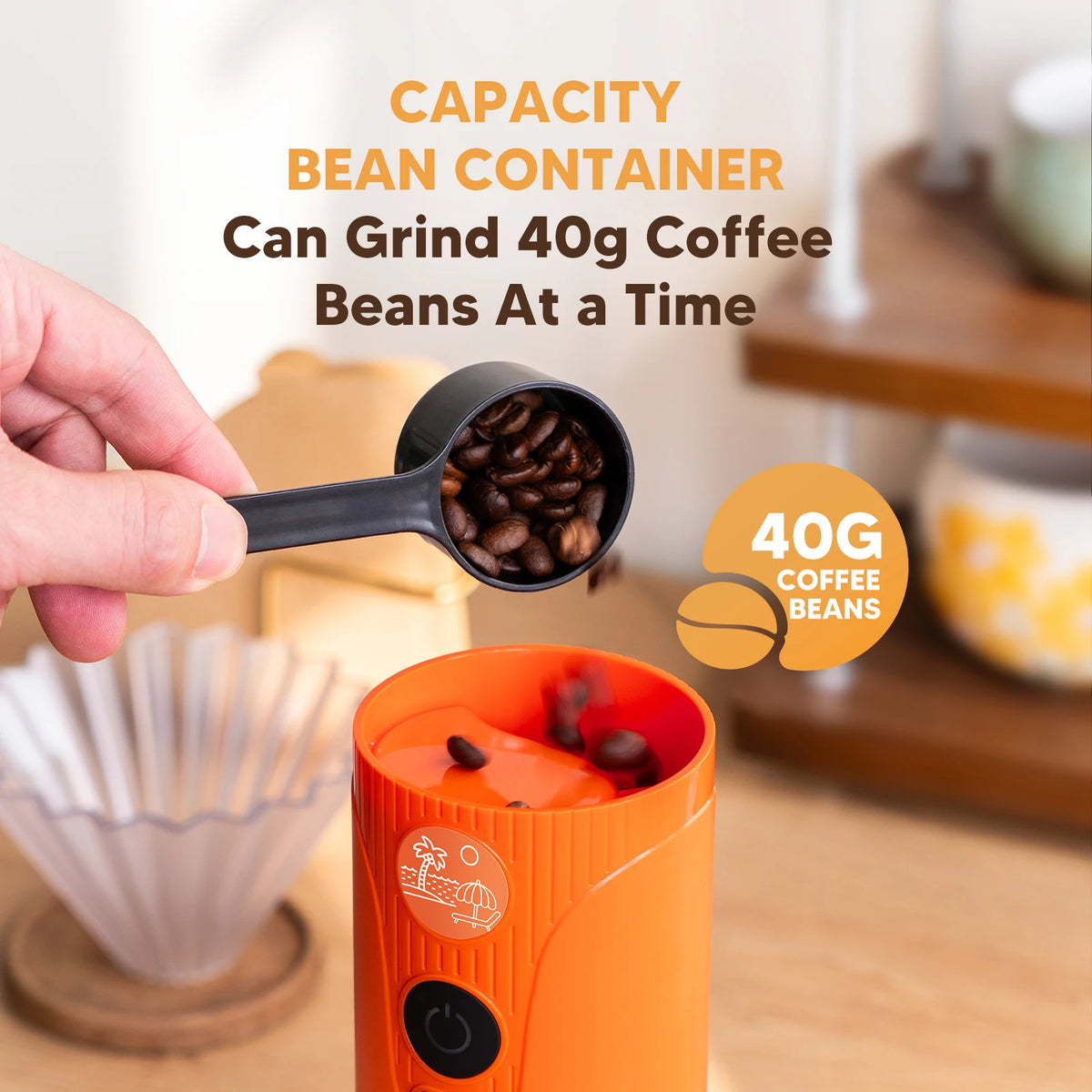 TYPE-C Portable Electric Coffee Grinder – 7-Level, 40g Bean Electric Coffee Grinder Qst
