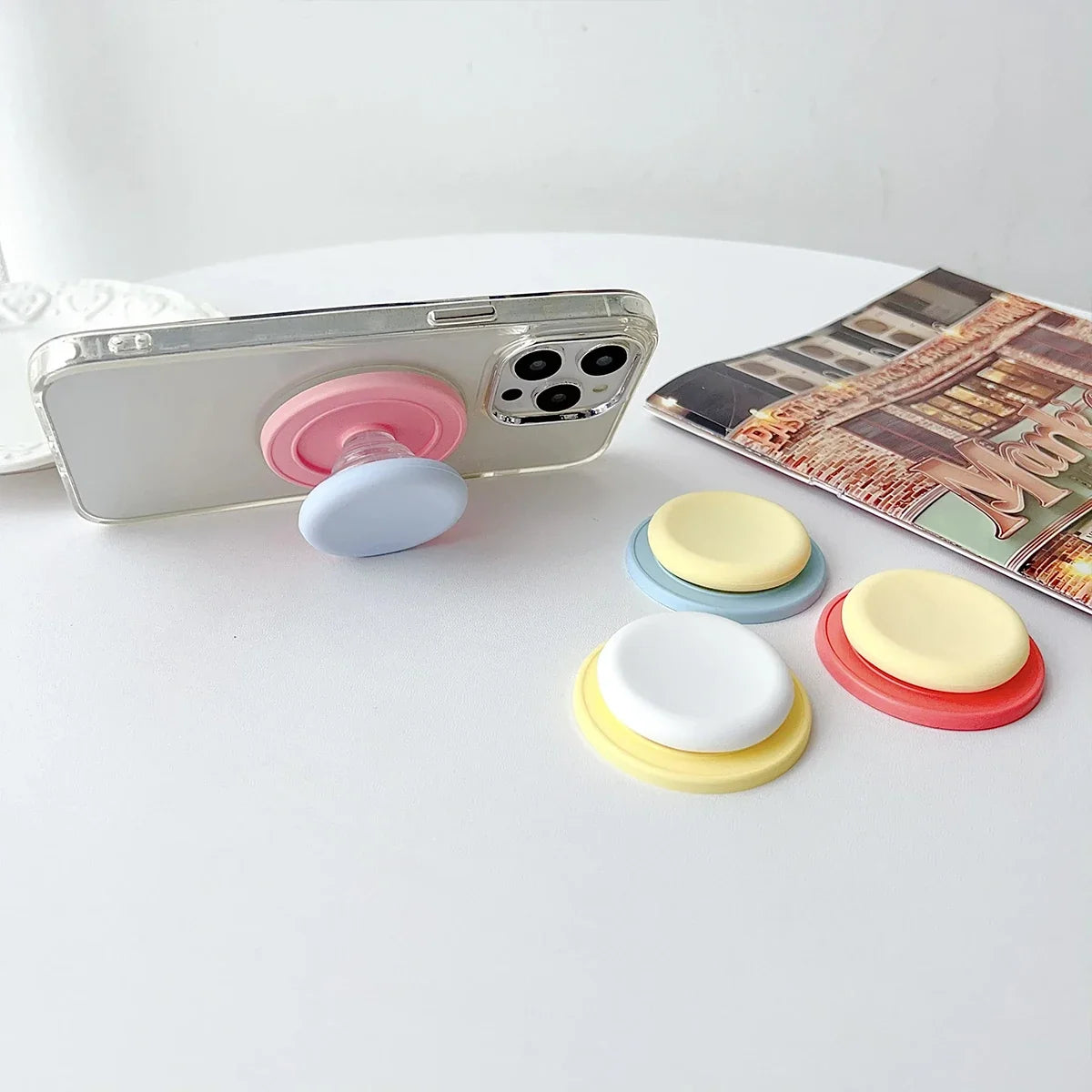 Macaron Silicone Magnetic Air Cushion Stand | Adhesive Backing Makeup Compact Stand Qme