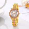 Glam Pink Crystal Rhinestone Gold Ladies Quartz Watch Ladies Fashion Watch Qme Gold
