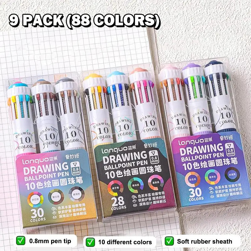 Retractable Multicolor Ballpoint Pen for Art, Drawing & Sketching Multicolor Ballpoint Pen Qme
