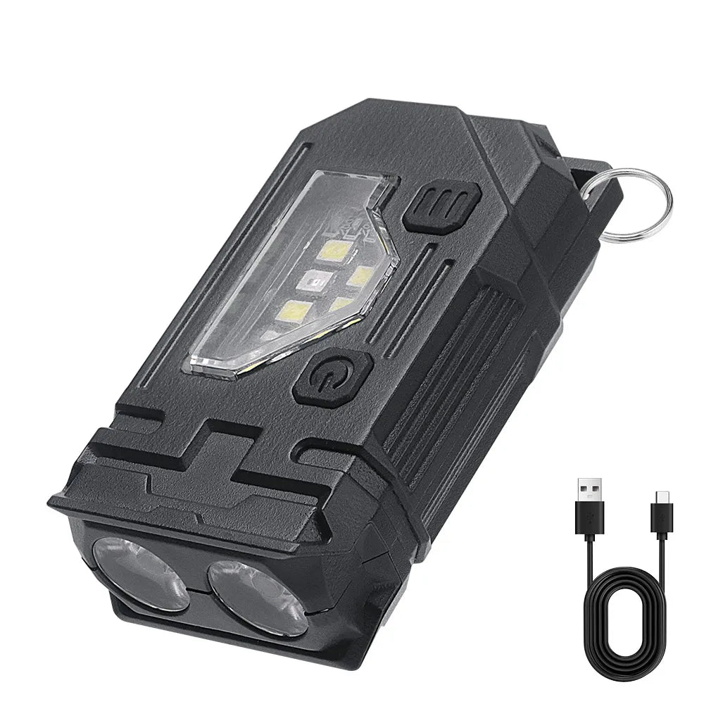 BORUiT 400LM EDC Keychain Flashlight – Type-C Rechargeable EDC Keychain Flashlight Qst EDC Flashlight