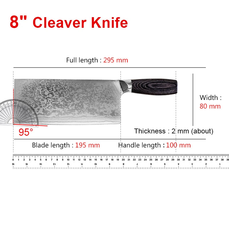 InLeung Damascus Chinese Cleaver – Sharp Utility Kitchen Knife Damascus Kitchen Knife Qst