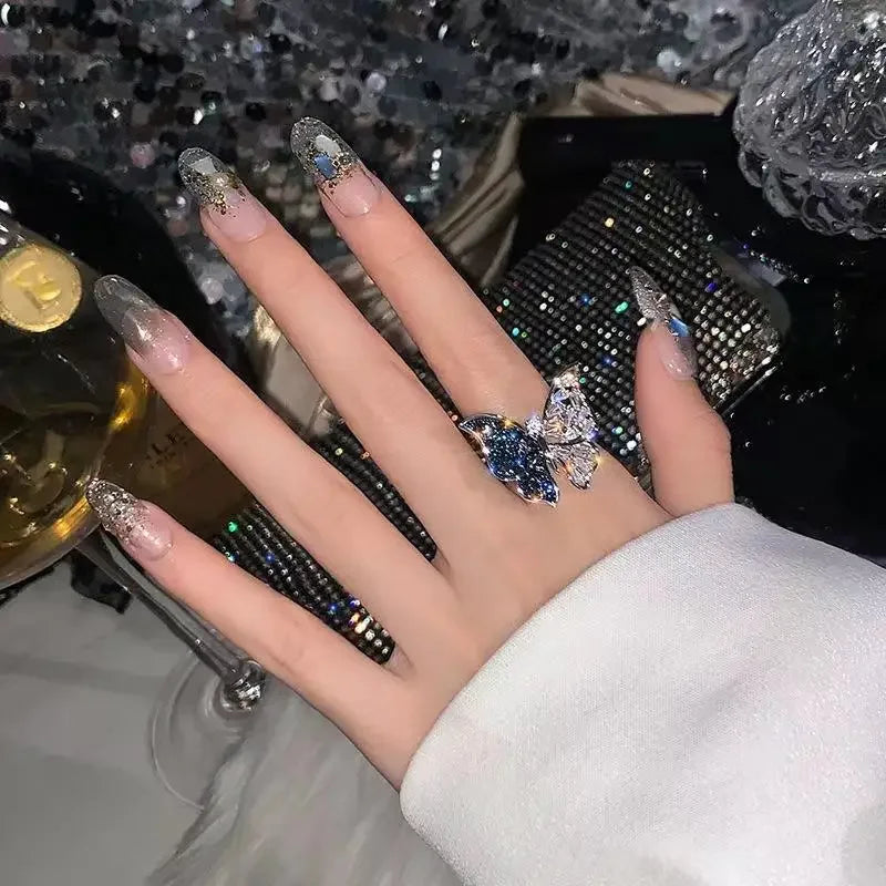 3D Butterfly Open Ring – Luxury Cubic Zirconia Crystal Statement Ring Qme