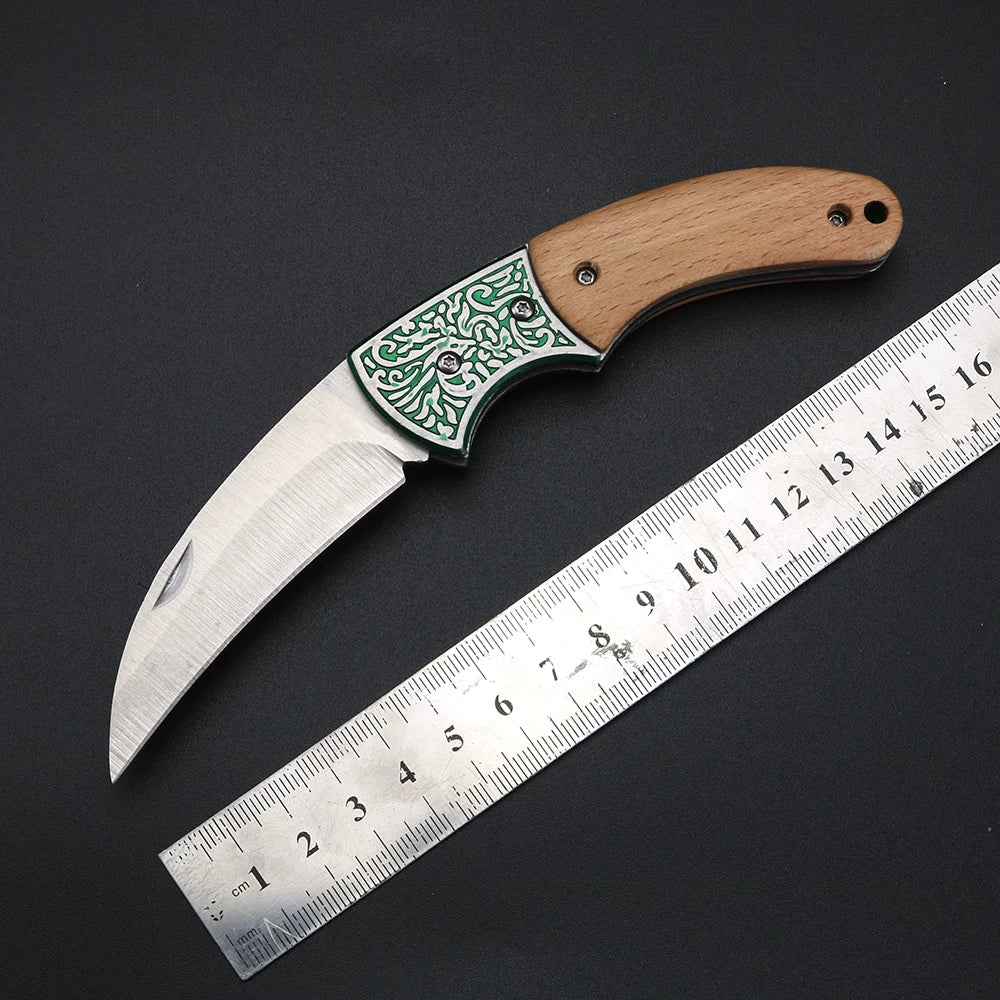 XUANFENG Wooden Handle Folding Pocket Knife – Camping EDC Folding Pocket Knife Qst