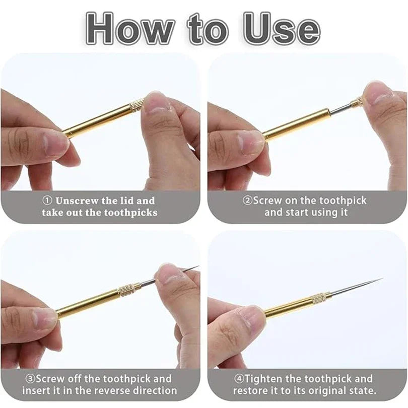 Titanium Brass Toothpick & Fruit Fork | Portable Outdoor Tool Outdoor Multitool Pick Qme