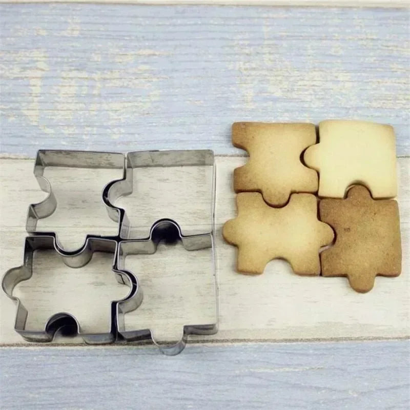 3D Puzzle Cookie Cutter Set – Stainless Steel DIY Biscuit Molds Cookie Cutter Set Qme