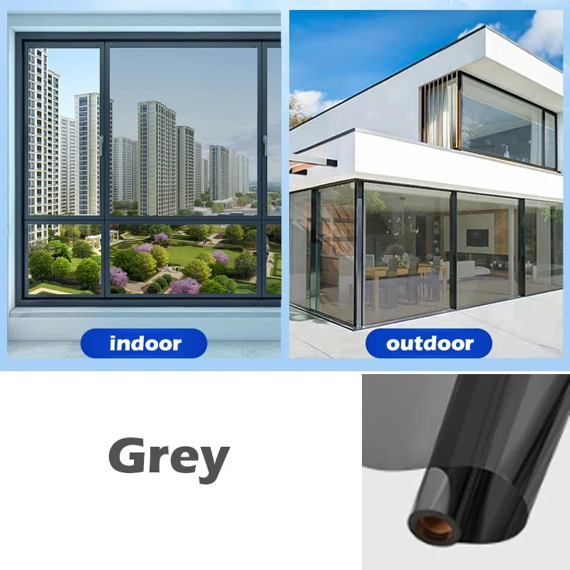 Double-Sided Privacy Window Film – UV Block & Sun Shade Privacy Window Film Qme grey 40x200cm