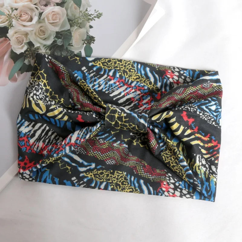 Women's Wide Leopard Print Elastic Hair Bands – Yoga & Pilates Wide Elastic Headband Qme C