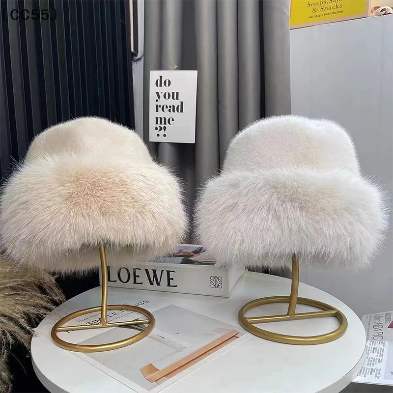 Women's Fluffy Mongolian Plush Hat – Warm Winter Fur Cap Winter Fur Hat Qst