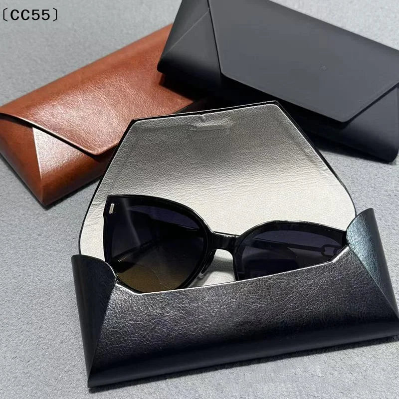 Retro PU Leather Glasses Case – Slim Magnetic Eyewear Box Eyewear Storage Case Qst