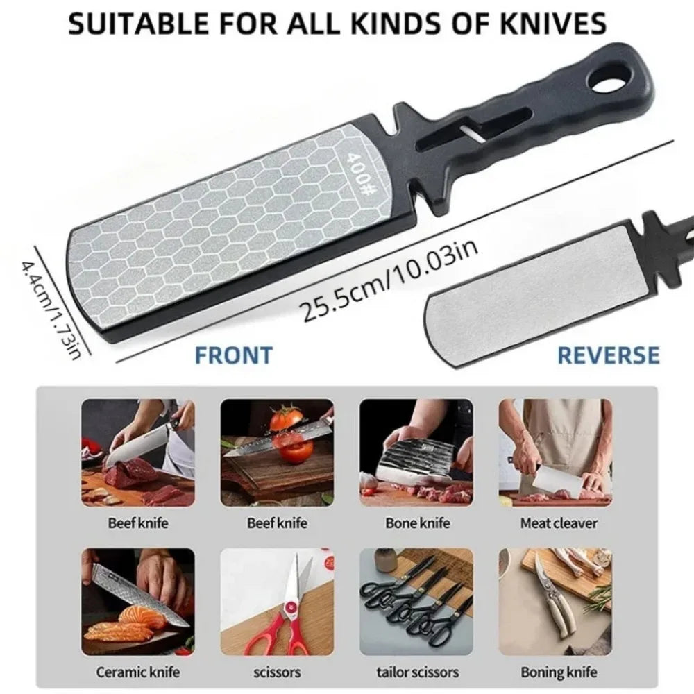 5-in-1 Diamond Knife Sharpener | 400 & 1000 Grit Multi-Tool Knife Sharpener Qme