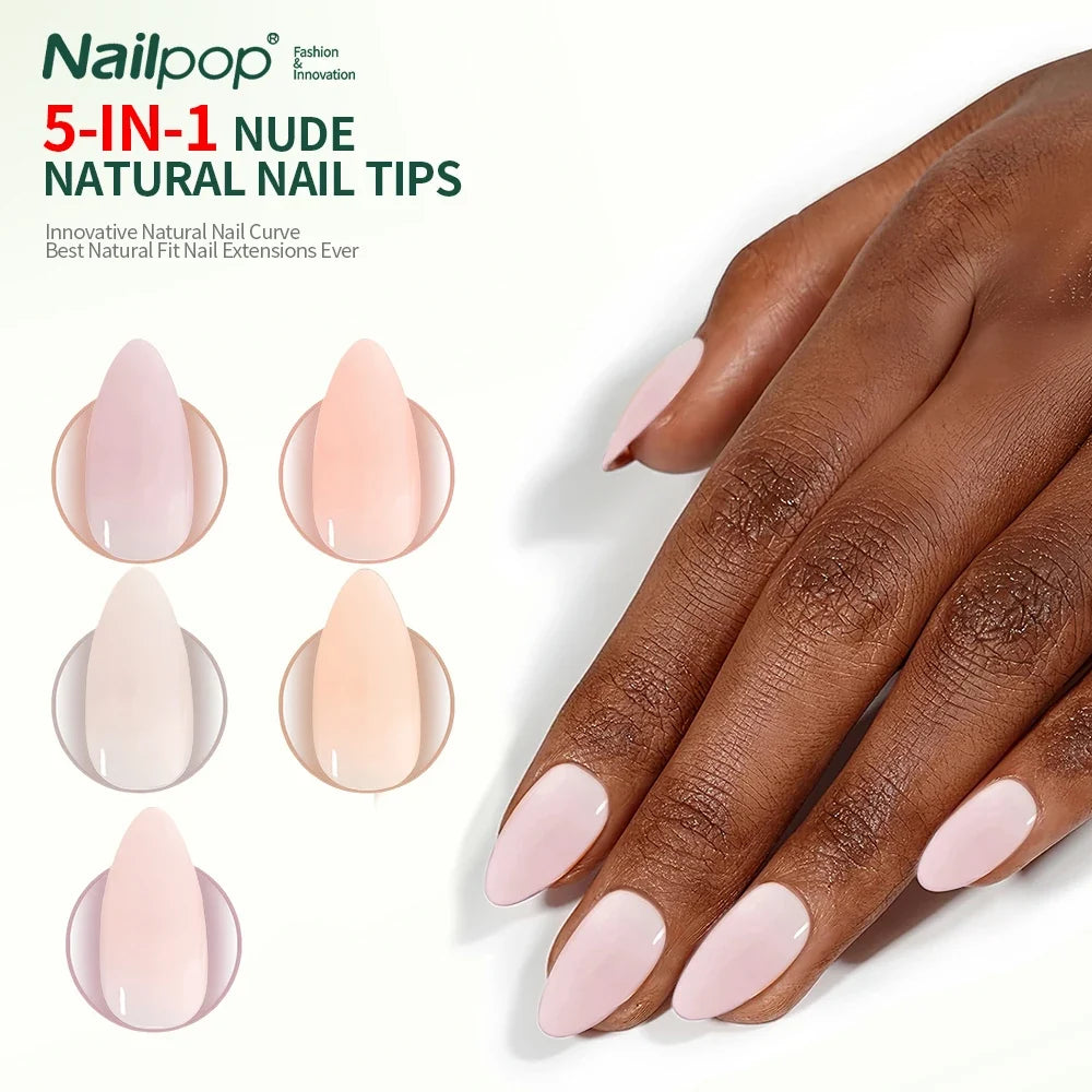Nailpop 140 Nude Pink Nail Tips – Square Almond Coffin Oval Press-On Nail Tips Qme