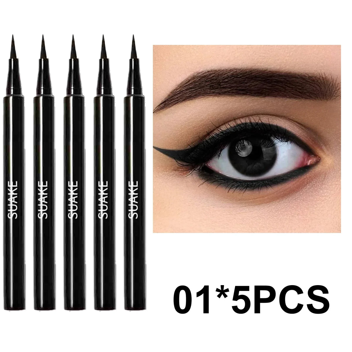 5-Piece Waterproof Liquid Eyeliner Set – Black, Long-Lasting Liquid Eyeliner Set Qme A8-14-5PCS