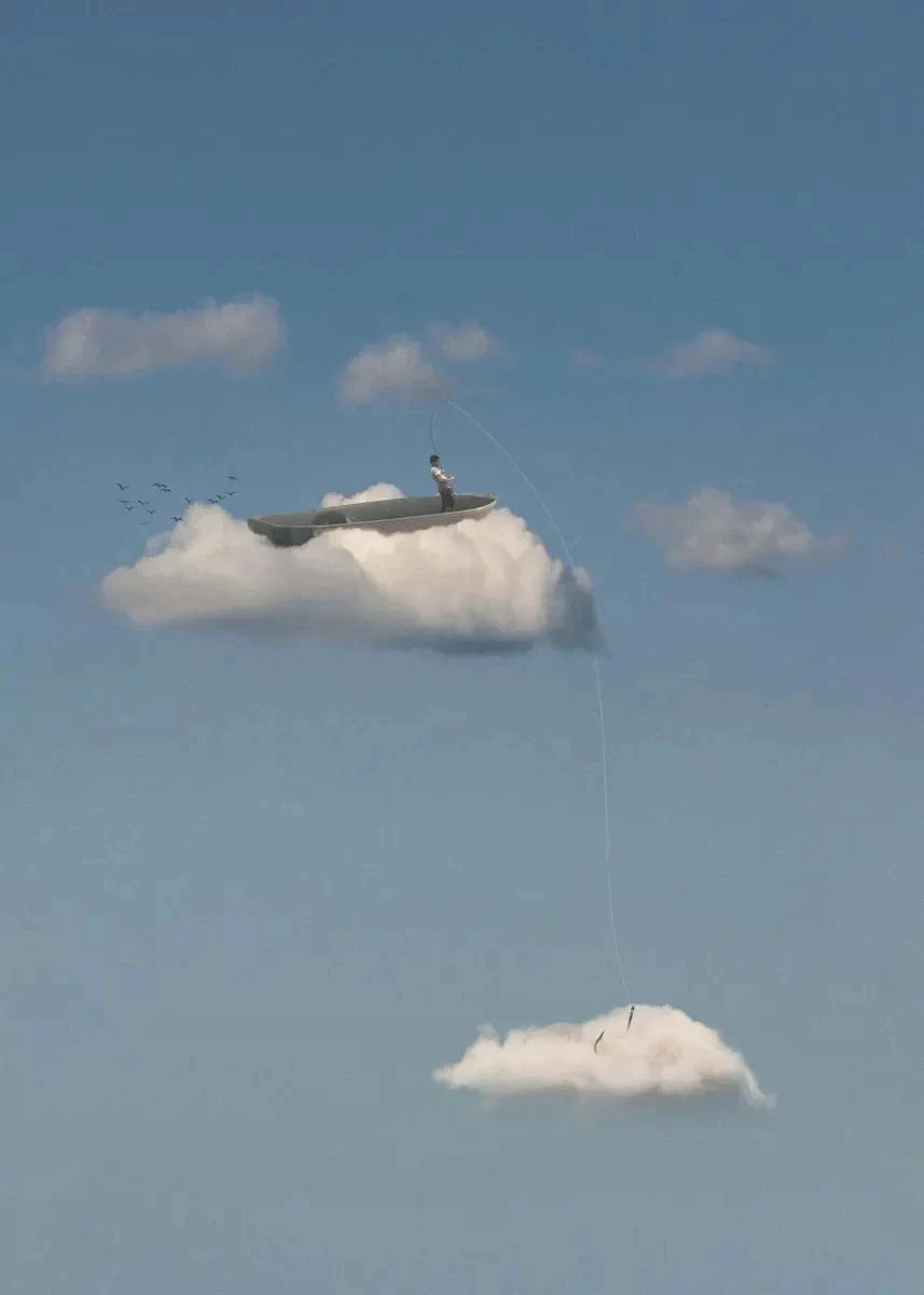 Whimsical Cloud People Canvas Wall Art Print – Modern Décor Canvas Wall Art Qst