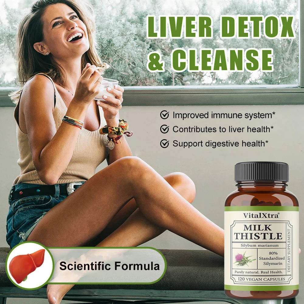 Organic Milk Thistle Supplement – Liver & Digestive Support Herbal Supplement Qst