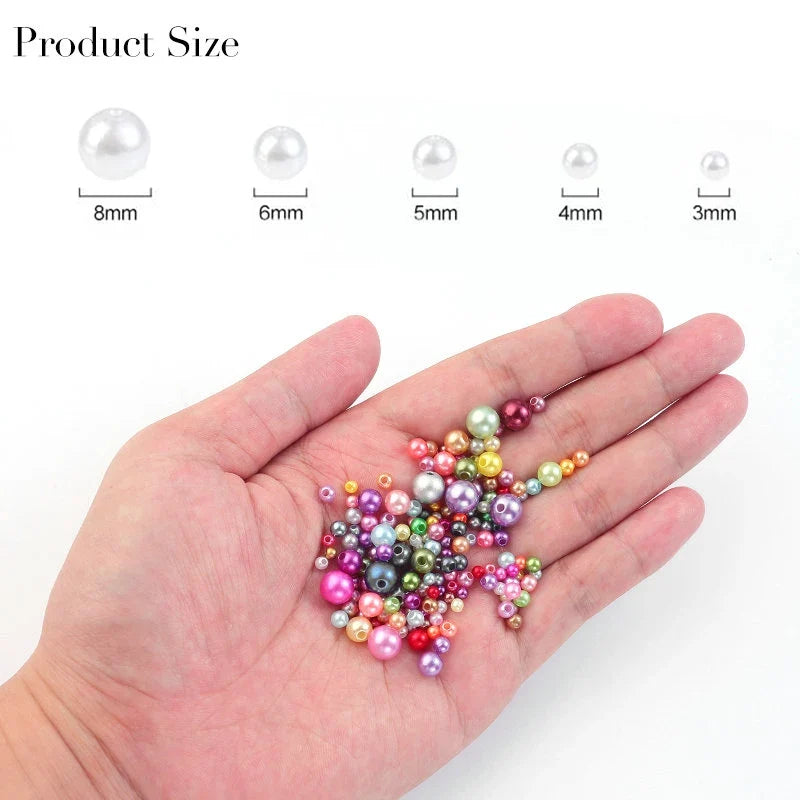Mixed Acrylic Pearl Beads | 5 Sizes, 30g DIY Craft Pack Craft Beads Qme