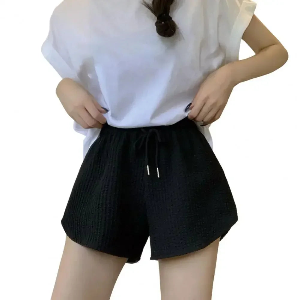 Women's Wide Leg Drawstring Shorts – Elastic Waist Summer Casual Casual Shorts Qme BK XL