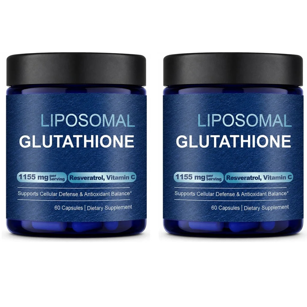 Liposomal Glutathione Capsules with Resveratrol & Vitamin C 60ct Antioxidant Supplement Qst 2 Bottles 120Count