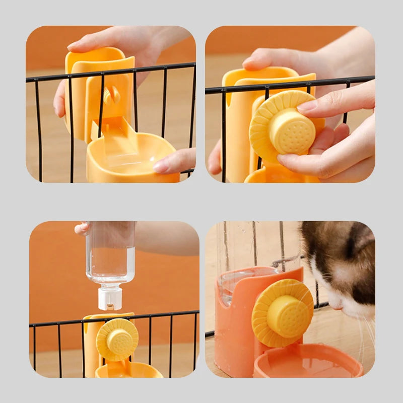 Automatic Pet Feeder & Water Bottle – Cage Hanging Dispenser Automatic Pet Feeder Qst