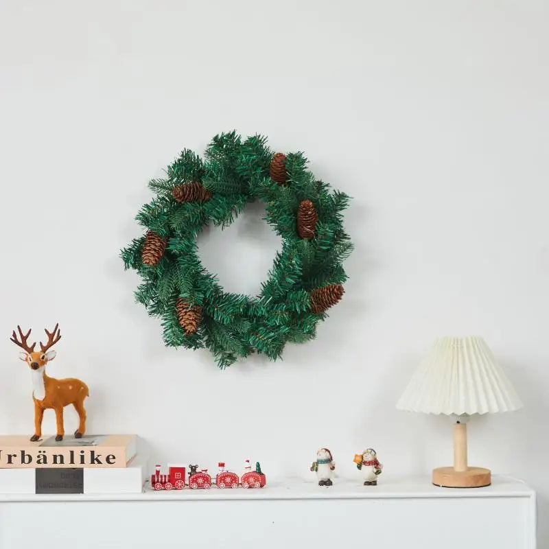 Green PVC Christmas Wreath with Dense Pine Needles | 30 & 40cm Christmas Wreath Qme