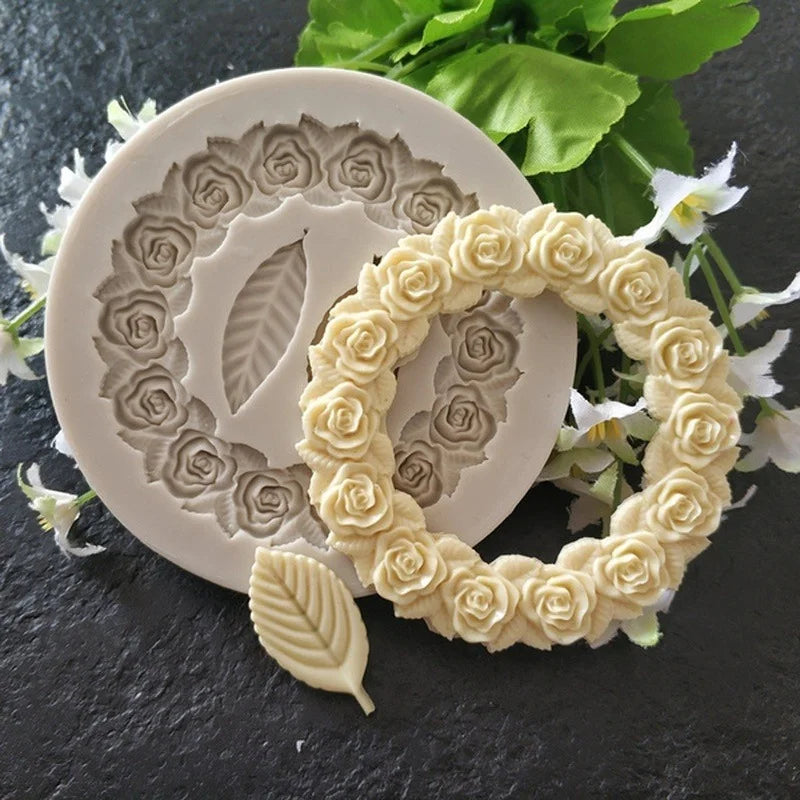Rosette Leaves Silicone Mold – Cake, Chocolate & Sugar Art Silicone Baking Mold Qme Beige