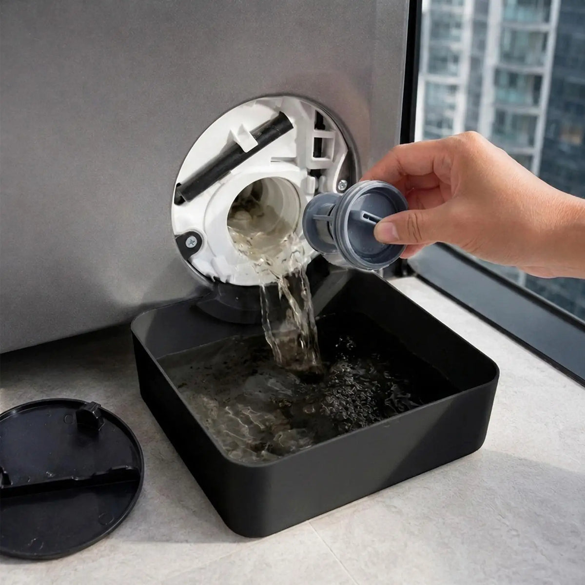Reusable Washer Drain Pan with Lint Filter Funnel – Front Load Washer Drain Pan Qme